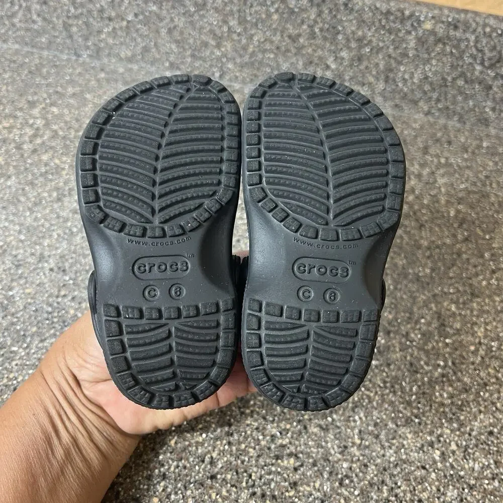 Crocs Iconic Comfort Toddler Little Kids Size 6 Black Clogs Mules Slip On Casual